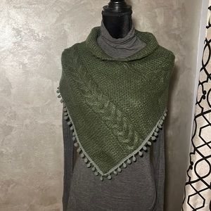 Cozy sweater Handkerchief scarf in olive green, one size fits all